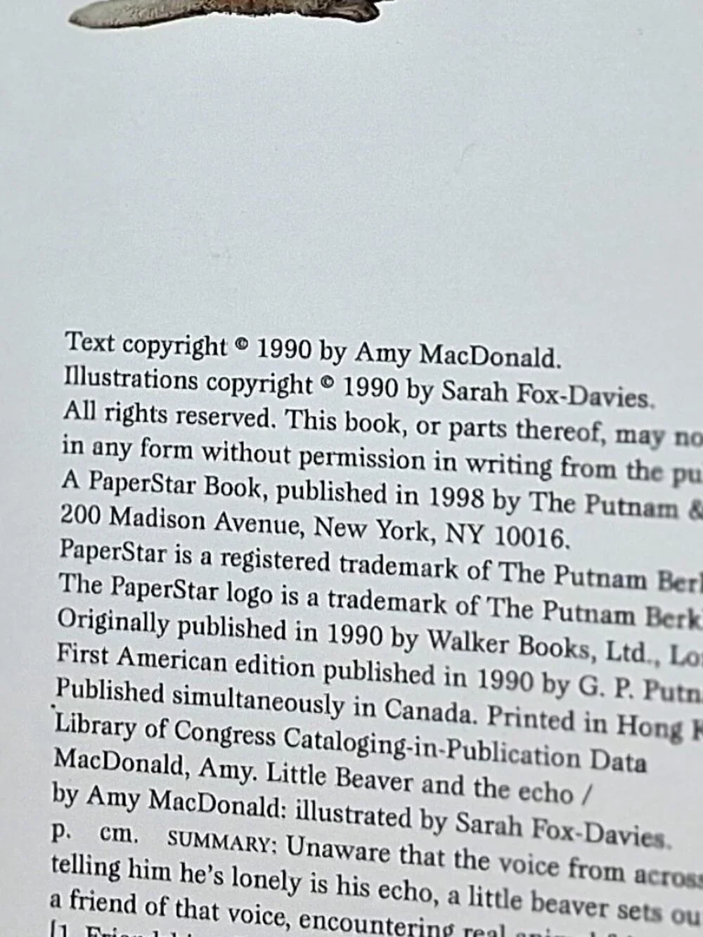Little Beaver and The Echo by Amy MacDonald, Children's Book, 90s Y2K